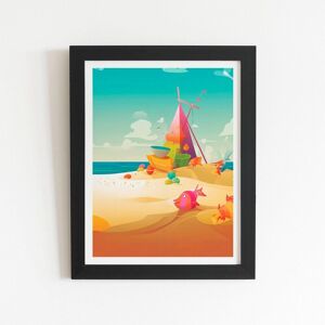 Warren Reed - Designer Fish On A Beach Holiday Framed Art Print in Black Size: W8" x H10" Black W8" x H10" Warren Reed - Designer Fish On A Beach Holiday Framed Art Print in Black Size: W8" x H10" Black W8" x H10"