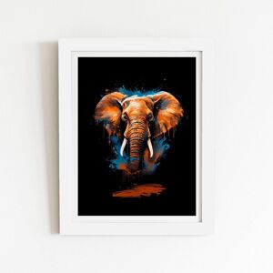 Warren Reed - Designer Splashart Elephant Blue Framed Art Print in White Size: W20" x H30" White W20" x H30" Warren Reed - Designer Splashart Elephant Blue Framed Art Print in White Size: W20" x H30" White W20" x H30"