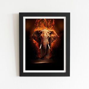 Warren Reed - Designer Splashart Elephant & fire Framed Art Print in Black Size: W12" x H16" Black W12" x H16" Warren Reed - Designer Splashart Elephant & fire Framed Art Print in Black Size: W12" x H16" Black W12" x H16"
