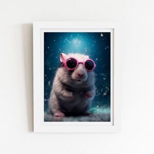 Warren Reed - Designer Splashart DoorMouse with Pink Glasses Framed Art Print in White Size: W20" x H30" White W20" x H30" Warren Reed - Designer Splashart DoorMouse with Pink Glasses Framed Art Print in White Size: W20" x H30" White W20" x H30"