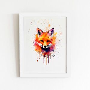 Warren Reed - Designer Watercolour Splashart Fox Face Framed Art Print in White Size: W24" x H36" White W24" x H36" Warren Reed - Designer Watercolour Splashart Fox Face Framed Art Print in White Size: W24" x H36" White W24" x H36"