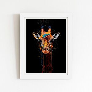 Warren Reed - Designer Giraffe Face Splashart Framed Art Print in White Size: W24" x H36" White W24" x H36" Warren Reed - Designer Giraffe Face Splashart Framed Art Print in White Size: W24" x H36" White W24" x H36"
