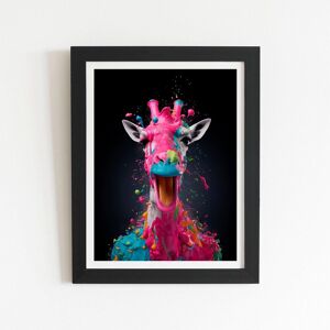 Warren Reed - Designer Splashart Giraffe Face Pink Framed Art Print in Black Size: W16" x H24" Black W16" x H24" Warren Reed - Designer Splashart Giraffe Face Pink Framed Art Print in Black Size: W16" x H24" Black W16" x H24"