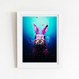 Warren Reed - Designer Rabbit Face Splashart Framed Art Print in White Size: W12" x H16" White W12" x H16" Warren Reed - Designer Rabbit Face Splashart Framed Art Print in White Size: W12" x H16" White W12" x H16"