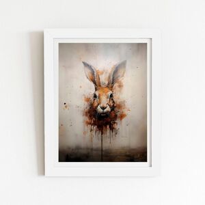 Warren Reed - Designer Watercolour Hare Face Framed Art Print in White Size: W24" x H36" White W24" x H36" Warren Reed - Designer Watercolour Hare Face Framed Art Print in White Size: W24" x H36" White W24" x H36"
