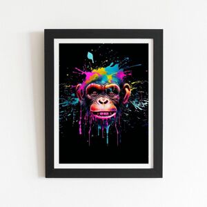 Warren Reed - Designer Multi Coloured Monkey Face Splashart Framed Art Print in Black Size: W8" x H10" Black W8" x H10" Warren Reed - Designer Multi Coloured Monkey Face Splashart Framed Art Print in Black Size: W8" x H10" Black W8" x H10"