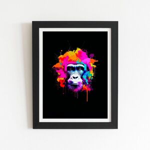Warren Reed - Designer Multi Coloured Monkey Face Framed Art Print in Black Size: W12" x H16" Black W12" x H16" Warren Reed - Designer Multi Coloured Monkey Face Framed Art Print in Black Size: W12" x H16" Black W12" x H16"