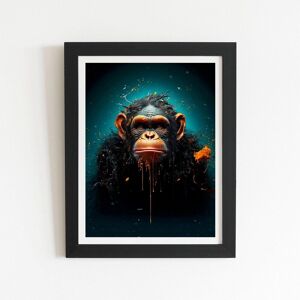 Warren Reed - Designer Monkey Face Splashart Blue Framed Art Print in Black Size: W12" x H16" Black W12" x H16" Warren Reed - Designer Monkey Face Splashart Blue Framed Art Print in Black Size: W12" x H16" Black W12" x H16"