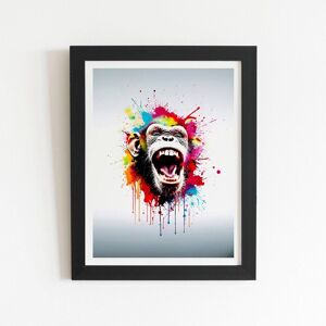 Warren Reed - Designer Coloured Splashart Crazy Monkey Face Framed Art Print in Black Size: W24" x H36" Black W24" x H36" Warren Reed - Designer Coloured Splashart Crazy Monkey Face Framed Art Print in Black Size: W24" x H36" Black W24" x H36"