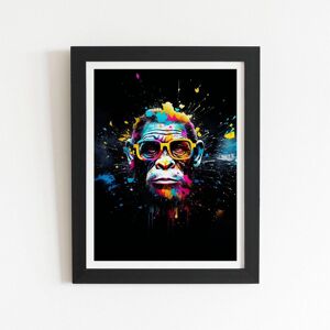 Warren Reed - Designer Coloured Splashart Monkey Face with Glasses Framed Art Print in Black Size: W12" x H16" Black W12" x H16" Warren Reed - Designer Coloured Splashart Monkey Face with Glasses Framed Art Print in Black Size: W12" x H16" Black W12" x H16"