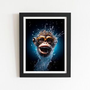Warren Reed - Designer Splashart Cheeky Chimp Face With Glasses Framed Art Print in Black Size: W8" x H10" Black W8" x H10" Warren Reed - Designer Splashart Cheeky Chimp Face With Glasses Framed Art Print in Black Size: W8" x H10" Black W8" x H10"