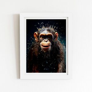 Warren Reed - Designer Realistic Monkey Face Splashart Framed Art Print in White Size: W20" x H30" White W20" x H30" Warren Reed - Designer Realistic Monkey Face Splashart Framed Art Print in White Size: W20" x H30" White W20" x H30"