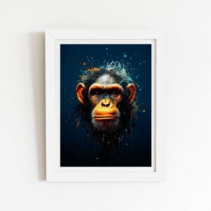 Warren Reed - Designer Splashart Realistic Monkey Face Framed Art Print in White Size: W16" x H24" White W16" x H24" Warren Reed - Designer Splashart Realistic Monkey Face Framed Art Print in White Size: W16" x H24" White W16" x H24"