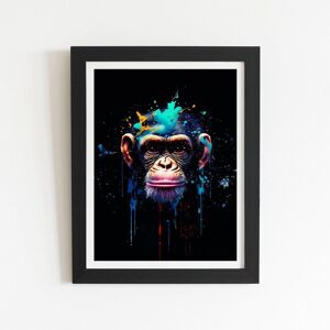 Warren Reed - Designer Monkey Face Splashart with Blue Framed Art Print in Black Size: W16" x H24" Black W16" x H24" Warren Reed - Designer Monkey Face Splashart with Blue Framed Art Print in Black Size: W16" x H24" Black W16" x H24"