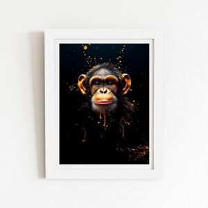 Warren Reed - Designer Splashart Cheeky Chimp Face Framed Art Print in White Size: W20" x H30" White W20" x H30" Warren Reed - Designer Splashart Cheeky Chimp Face Framed Art Print in White Size: W20" x H30" White W20" x H30"