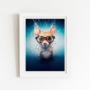 Warren Reed - Designer Splashart Doormouse With Glasses Framed Art Print in White Size: W12" x H16" White W12" x H16" Warren Reed - Designer Splashart Doormouse With Glasses Framed Art Print in White Size: W12" x H16" White W12" x H16"