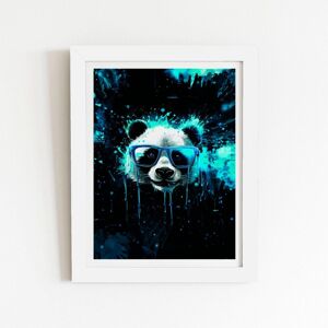 Warren Reed - Designer Blue Splashart Panda Face Framed Art Print in White Size: W24" x H36" White W24" x H36" Warren Reed - Designer Blue Splashart Panda Face Framed Art Print in White Size: W24" x H36" White W24" x H36"
