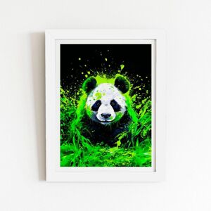 Warren Reed - Designer Green Splashart Panda Face Framed Art Print in White Size: W12" x H16" White W12" x H16" Warren Reed - Designer Green Splashart Panda Face Framed Art Print in White Size: W12" x H16" White W12" x H16"