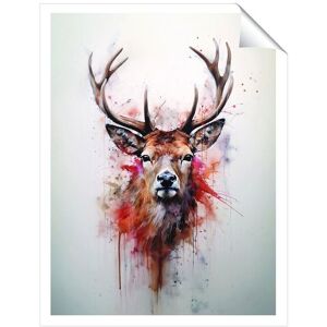 Warren Reed - Designer Watercolour Splashart Stag Face Unframed Art Print Size: W8" x H10" Multicolor W8" x H10" Warren Reed - Designer Watercolour Splashart Stag Face Unframed Art Print Size: W8" x H10" Multicolor W8" x H10"