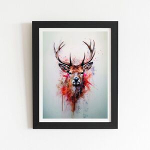 Warren Reed - Designer Watercolour Splashart Stag Face Framed Art Print in Black Size: W24" x H36" Black W24" x H36" Warren Reed - Designer Watercolour Splashart Stag Face Framed Art Print in Black Size: W24" x H36" Black W24" x H36"
