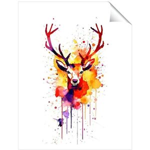 Warren Reed - Designer Watercolour Stag Face Unframed Art Print Size: W12" x H16" Multicolor W12" x H16" Warren Reed - Designer Watercolour Stag Face Unframed Art Print Size: W12" x H16" Multicolor W12" x H16"