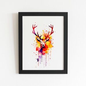 Warren Reed - Designer Watercolour Stag Face Framed Art Print in Black Size: W16" x H24" Black W16" x H24" Warren Reed - Designer Watercolour Stag Face Framed Art Print in Black Size: W16" x H24" Black W16" x H24"