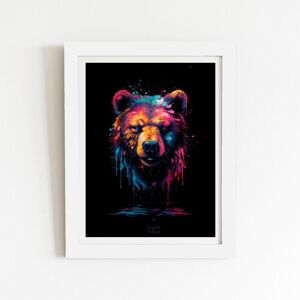 Warren Reed - Designer Splashart Bear Face Framed Art Print in White Size: W16" x H24" White W16" x H24" Warren Reed - Designer Splashart Bear Face Framed Art Print in White Size: W16" x H24" White W16" x H24"