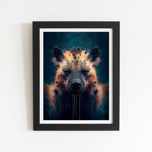 Warren Reed - Designer Hyena Face Splashart Dark Background Framed Art Print in Black Size: W16" x H24" Black W16" x H24" Warren Reed - Designer Hyena Face Splashart Dark Background Framed Art Print in Black Size: W16" x H24" Black W16" x H24"