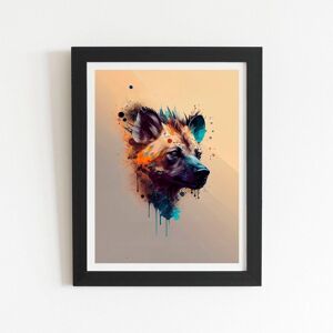 Warren Reed - Designer Hyena Face Splashart Light Background Framed Art Print in Black Size: W24" x H36" Black W24" x H36" Warren Reed - Designer Hyena Face Splashart Light Background Framed Art Print in Black Size: W24" x H36" Black W24" x H36"