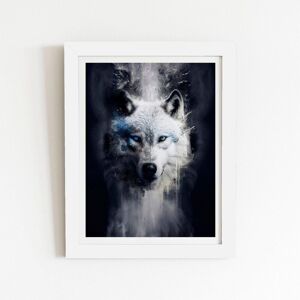 Warren Reed - Designer White Wolf Face Splashart Dark Backgrouns Framed Art Print Size: W12" x H16" White W12" x H16" Warren Reed - Designer White Wolf Face Splashart Dark Backgrouns Framed Art Print Size: W12" x H16" White W12" x H16"