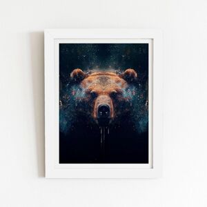 Warren Reed - Designer Brown Bear Face Splashart Framed Art Print in White Size: W16" x H24" White W16" x H24" Warren Reed - Designer Brown Bear Face Splashart Framed Art Print in White Size: W16" x H24" White W16" x H24"