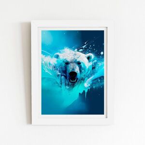 Warren Reed - Designer Polar Bear Face Splashart Framed Art Print in White Size: W12" x H16" White W12" x H16" Warren Reed - Designer Polar Bear Face Splashart Framed Art Print in White Size: W12" x H16" White W12" x H16"