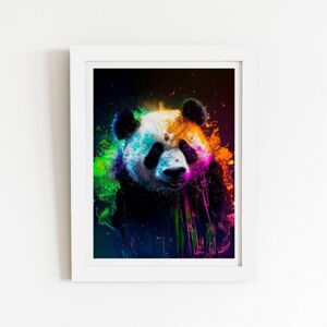 Warren Reed - Designer Panda Face Splashart Colourful Framed Art Print in White Size: W16" x H24" White W16" x H24" Warren Reed - Designer Panda Face Splashart Colourful Framed Art Print in White Size: W16" x H24" White W16" x H24"