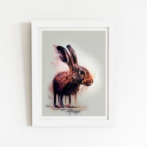 Warren Reed - Designer Hare Face Splashart Framed Art Print in White Size: W24" x H36" White W24" x H36" Warren Reed - Designer Hare Face Splashart Framed Art Print in White Size: W24" x H36" White W24" x H36"