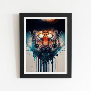 Warren Reed - Designer Tiger Face Splashart Framed Art Print in Black Size: W8" x H10" Black W8" x H10" Warren Reed - Designer Tiger Face Splashart Framed Art Print in Black Size: W8" x H10" Black W8" x H10"