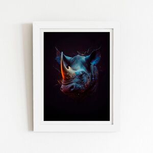 Warren Reed - Designer Rhino Face Splashart Framed Art Print in White Size: W24" x H36" White W24" x H36" Warren Reed - Designer Rhino Face Splashart Framed Art Print in White Size: W24" x H36" White W24" x H36"