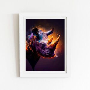 Warren Reed - Designer Golden Rhino Face Splashart Framed Art Print in White Size: W24" x H36" White W24" x H36" Warren Reed - Designer Golden Rhino Face Splashart Framed Art Print in White Size: W24" x H36" White W24" x H36"