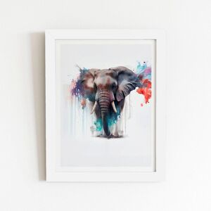 Warren Reed - Designer Elephant Splashart Framed Art Print in White Size: W24" x H36" White W24" x H36" Warren Reed - Designer Elephant Splashart Framed Art Print in White Size: W24" x H36" White W24" x H36"