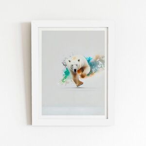 Warren Reed - Designer Charging Polar Bear Framed Art Print in White Size: W20" x H30" White W20" x H30" Warren Reed - Designer Charging Polar Bear Framed Art Print in White Size: W20" x H30" White W20" x H30"