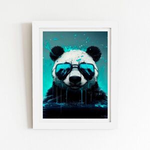 Warren Reed - Designer Panda With Blue Glasses Splashart Framed Art Print in White Size: W8" x H10" White W8" x H10" Warren Reed - Designer Panda With Blue Glasses Splashart Framed Art Print in White Size: W8" x H10" White W8" x H10"