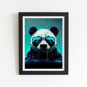 Warren Reed - Designer Panda With Blue Glasses Splashart Framed Art Print in Black Size: W24" x H36" Black W24" x H36" Warren Reed - Designer Panda With Blue Glasses Splashart Framed Art Print in Black Size: W24" x H36" Black W24" x H36"