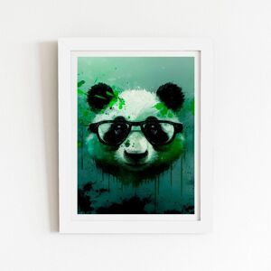 Warren Reed - Designer Panda With Glasses, Green Splashart Framed Art Print in White Size: W20" x H30" White W20" x H30" Warren Reed - Designer Panda With Glasses, Green Splashart Framed Art Print in White Size: W20" x H30" White W20" x H30"