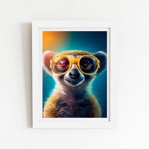 Warren Reed - Designer Meerkat With Glasses Splashart Framed Art Print in White Size: W20" x H30" White W20" x H30" Warren Reed - Designer Meerkat With Glasses Splashart Framed Art Print in White Size: W20" x H30" White W20" x H30"