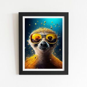 Warren Reed - Designer Meerkat With Golden Glasses Splashart Framed Art Print in Black Size: W20" x H30" Black W20" x H30" Warren Reed - Designer Meerkat With Golden Glasses Splashart Framed Art Print in Black Size: W20" x H30" Black W20" x H30"