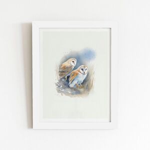 Warren Reed - Designer Barn Ano Owls Watercolour Framed Art Print in White Size: W8" x H10" White W8" x H10" Warren Reed - Designer Barn Ano Owls Watercolour Framed Art Print in White Size: W8" x H10" White W8" x H10"
