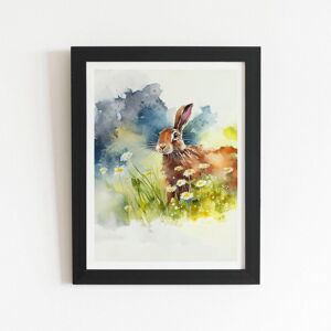 Warren Reed - Designer Hare & Daisies Watercolour Framed Art Print in Black Size: W20" x H30" Black W20" x H30" Warren Reed - Designer Hare & Daisies Watercolour Framed Art Print in Black Size: W20" x H30" Black W20" x H30"