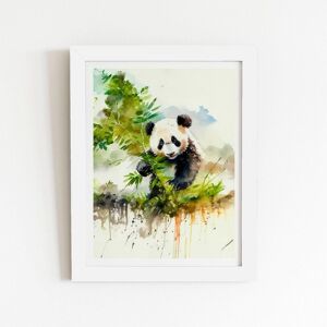 Warren Reed - Designer Panda Eating Bamboo Watercolour Framed Art Print in White Size: W16" x H24" White W16" x H24" Warren Reed - Designer Panda Eating Bamboo Watercolour Framed Art Print in White Size: W16" x H24" White W16" x H24"