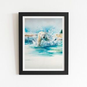 Warren Reed - Designer Hunting Polar Bear Watercolour Framed Art Print in Black Size: W8" x H10" Black W8" x H10" Warren Reed - Designer Hunting Polar Bear Watercolour Framed Art Print in Black Size: W8" x H10" Black W8" x H10"
