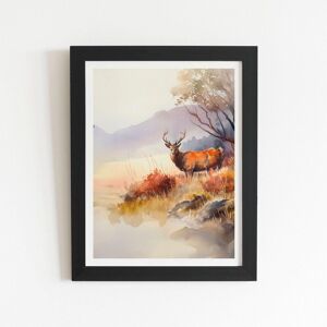 Warren Reed - Designer Stag Deer Water Colour Framed Art Print in Black Size: W12" x H16" Black W12" x H16" Warren Reed - Designer Stag Deer Water Colour Framed Art Print in Black Size: W12" x H16" Black W12" x H16"