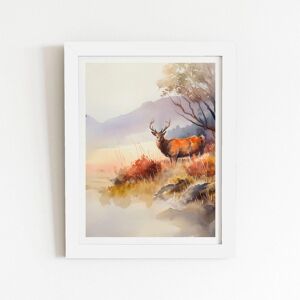 Warren Reed - Designer Stag Deer Water Colour Framed Art Print in White Size: W24" x H36" White W24" x H36" Warren Reed - Designer Stag Deer Water Colour Framed Art Print in White Size: W24" x H36" White W24" x H36"